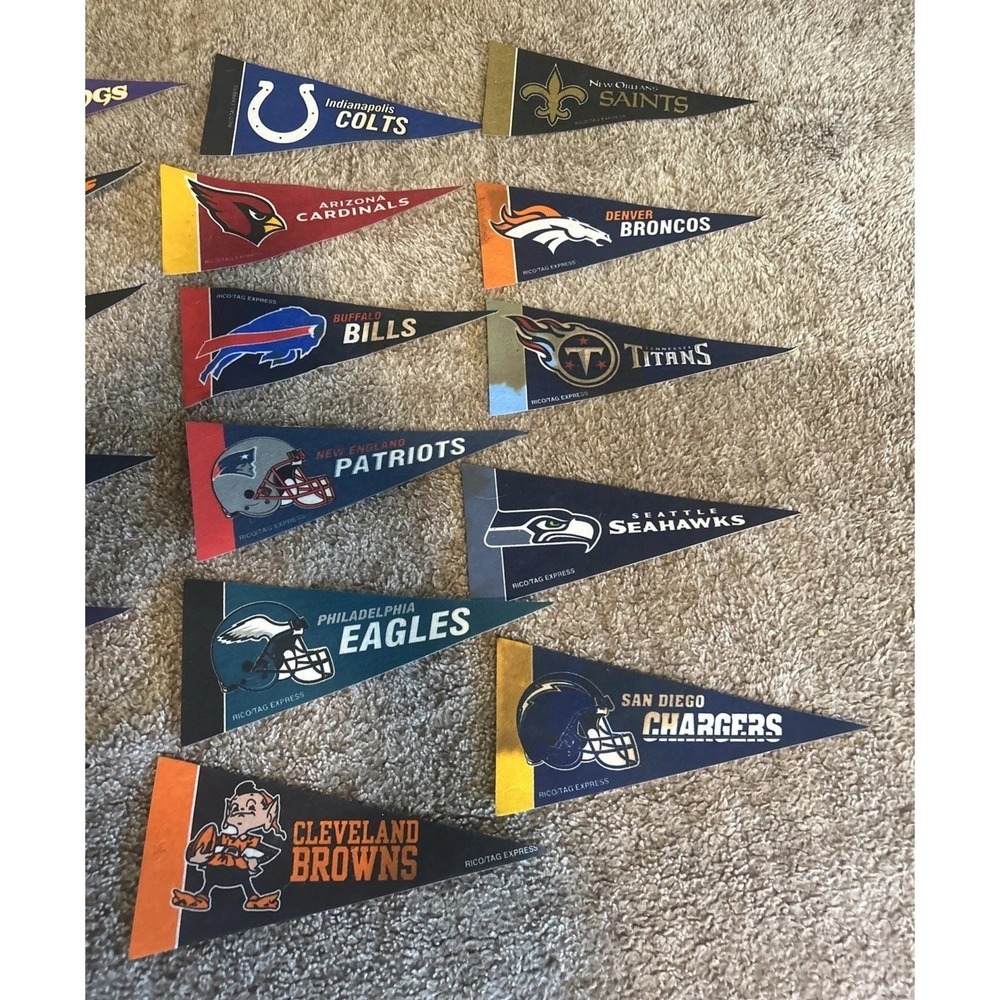 NFL Team Pennants Lot of 20 Rico Tag Express Miniature Football Flags Vintage - Picture 5 of 5
